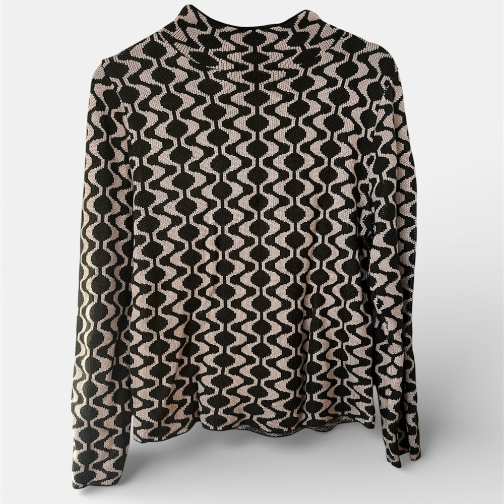 Fate Wavy 70s Pattern 100% Viscose Mock Neck Sweater